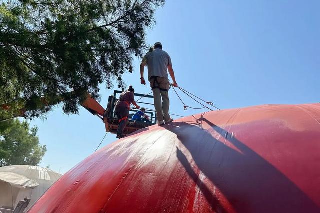 South Family Members Atop the Dome in Harnesses