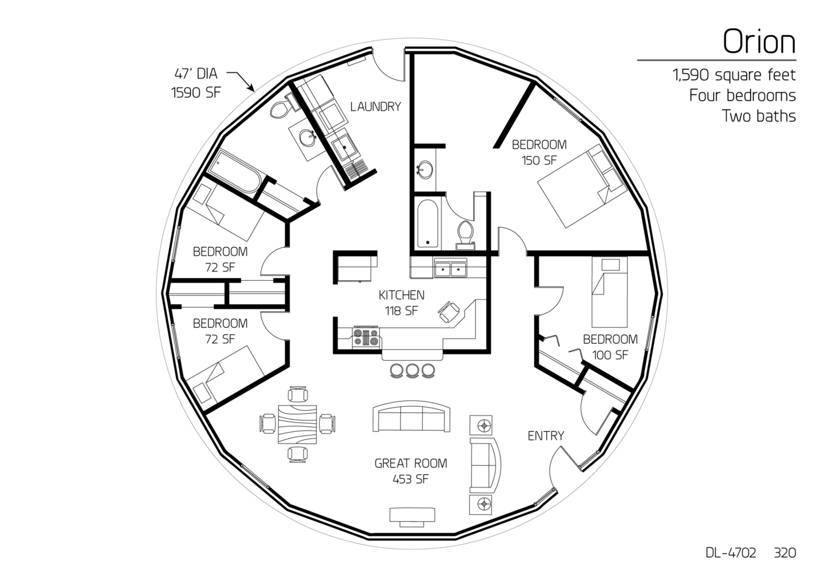 Floor Plan: DL-4702 | Monolithic Dome Institute